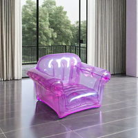Canapé-lit gonflable extensible en plastique rose transparent pour adultes, utilisation extérieure et scolaire, fauteuil ottoman, échantillon gratuit, salle à manger/salon