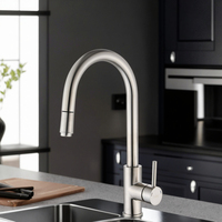 Robinet de cuisine rond en acier inoxydable 304 nickel mitigeur d'eau robinets d'évier