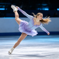 LIUHUO Robe de patinage artistique Filles Impression violette Strass étincelants Competition Performance Leotards Customize