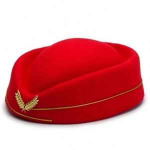 Stewardess <b>Beret</b> Hat for Women Silk Screen Printed Formal Uniform Four Seasons Use Adjustable Fit Party Cosplay Costume - Product Image 1