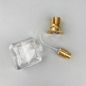 <span class=keywords><strong>Bouteille</strong></span> de parfum vide de 30ml, forme carrée transparente, couvercle de couleur or, brume fine, vaporisateur en verre, bouchon à vis - Product Image 4