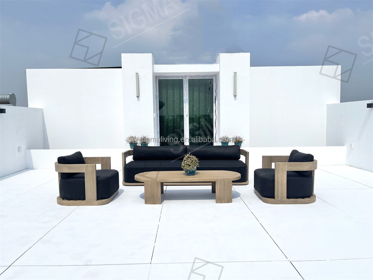 New Luxury Design Sofa Set Garden Leisure Teak Sofa Outdoor Hotel Waterproof Teak Wood Sofa Chair