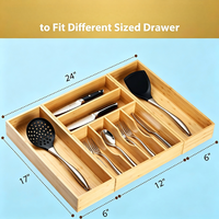 Organisateur d'ustensiles de cuisine, support extra long pour couverts, boîte de rangement pour couverts, séparateur de tiroir multi-usages