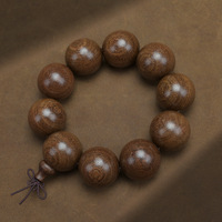 Collier et bracelet Mala à 108 perles : Bracelet de prière en bois de santal doré naturel, pour le yoga, la méditation et la guérison