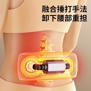 Masajeador lumbar con función de calentamiento y amasamiento, cinturón de soporte lumbar recargable para aliviar el dolor, color blanco - Product Image 2