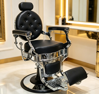 Fauteuil de Barbier Hydraulique Ajustable avec Cadre Chromé Vintage de Qualité Supérieure pour Salon de Coiffure Professionnel (Vente en Gros)