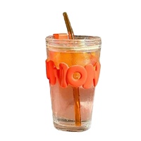 Vaso de Vidrio con Pajita, Diseño Atractivo, Venta al Por Mayor, Personalizable con Logotipo, para Bebidas, Jugos, Café, Botella de Agua Portátil