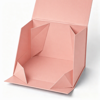 Boîte cadeau magnétique rigide en carton pliable rose avec logo personnalisé pour l'emballage artisanal