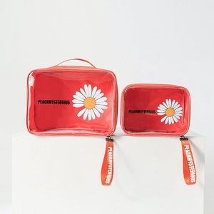 Boîte de rangement en PVC Daisy pour l'été, avec fermeture éclair et poignée souple, idéale pour les voyages, l'école, le maquillage, les soins de la peau et les produits de beauté. Vente en gros. - Product Image 2
