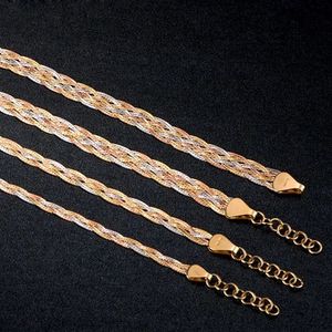 Xinfly 2.8mm 4mm 6mm Non Tarnish Minimalist Simple 18k Real Gold Three Colors Woven Twist Rope <b>Men</b> Chain Bracelet <b>Bangle</b> - Product Image 3