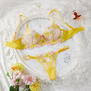 OEM/ODM 2025 otoño flor bordado sujetador fino chica tres puntos sujetador transparente conjunto de reunión Lencería <span class=keywords><strong>sexo</strong></span> - Product Image 2