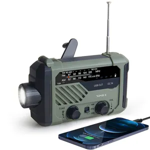 Noodradio 2000Mah Solar Hand Crank Draagbare Am/Fm/Noaa Radio Weer Ontvanger Met Leeslamp Mobiele Telefoon Oplader