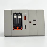 Panel eléctrico de pared, enchufe múltiple, placa de PC, Color gris, uso hospitalario, Cable retráctil, toma USB de corriente nominal de 16A