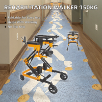 Déambulateur de rééducation professionnel, entraîneur de marche, double support à vérin à gaz, pliable, anti-basculement, charge 150 kg, pour adultes de grande taille, CE HEDY/GT03