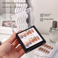 Boîte à ongles double couche en acrylique faite à la main, étui de rangement pour faux ongles portables, présentoir haute définition translucide pour nail art