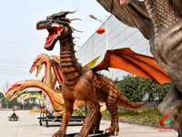 Modèle de dragon robot artisanal grandeur nature, dragon animatronique de film, marque Dino City, centre commercial, parc d'aventure, intérieur