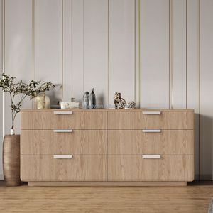 FERLY 2024 Design Armoire à 6 tiroirs en bois de chêne massif avec grand <span class=keywords><strong>rangement</strong></span> pour <span class=keywords><strong>commode</strong></span> de chambre à coucher pour bébé - Product Image 2