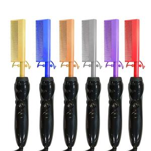 Compratore stile viola metallo dritto caldo pettine elettrico piastra per capelli ferro piatto a pettine caldo elettrico - Product Image 3