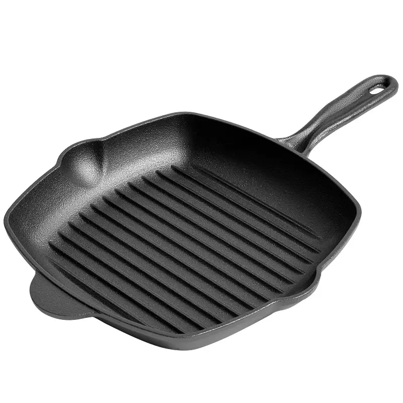Household steak fryer non-rusty easy to clean pot cast iron striping uncoated thickened non-stick steak pan