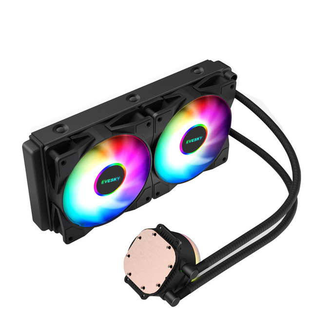 Computer CPU Cooler Silent Colorful RGB Lighting Gaming Fan Integrated Dual Water Cooling