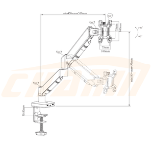 Support d'écran simple pour ordinateur avec gestion des câbles, fixation de bureau réglable, noir, support universel pour écran LCD à ressort à gaz, double 32 pouces M - Product Image 6