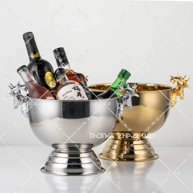 Küçük buz kase altın düzenli boyutu Bar şarap soğutucu şampanya şarap soğutma kovası içecek soğutucu parti buz kase özel Logo