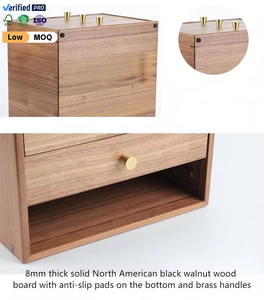Boîte de rangement de bureau multicouche en noyer massif de haute qualité, neuve, avec tiroir, boîte de rangement premium pour cosmétiques et articles divers - Product Image 5