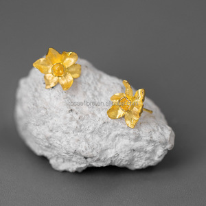 Pendientes de Flor de Narciso Rosaeflora "Comienza a Amarte a Ti Mismo", Plata de Ley 925 Auténtica, Joyería Fina - Product Image 3
