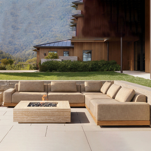 Canapés de jardin modernes, canapé en teck durable, ensemble de canapés d'extérieur avec tissu résistant à l'eau pour jardin, hôtel, école et terrasse - Product Image 4