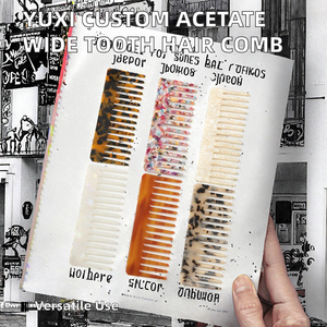 Yuxi Custom Logo High Quality Acetate Anti-static Multicolor Eco-Friendly Casual Long Straight <b>Wide</b> Tooth Hair <b>Comb</b> 18*3.8cm - Product Image 2
