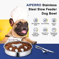 Bol pour chien à alimentation lente en acier inoxydable de qualité alimentaire robuste avec base en caoutchouc antidérapante Bol pour chien à alimentation lente