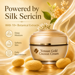 Crème pour le visage Yenaan Gold Cocoon, soie, séricine, hydratante, éclaircissante, raffermissante, soin coréen pour femmes, tous types de peau - Product Image 3