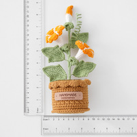 Ornamen Rajutan Benang Crochet Buatan Tangan, Benang Salju, Benang Rajut Morning Glory, Tanaman Pot, Bunga Berkepala Banyak