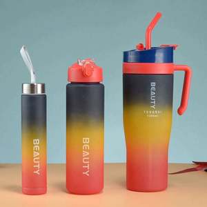 3 in 1 Plastic <b>Water</b> <b>Bottle</b> Set 40oz Tumbler with Leakproof Lid & Straw Handle for <b>Gym</b> Sports Direct Drinking Eco-Friendly - Product Image 5
