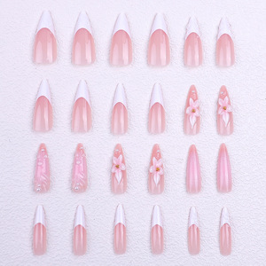 Lot <span class=keywords><strong>de</strong></span> 30 faux ongles à presser, faits main, motifs 3D fleurs et vagues, ongles à couverture complète - Product Image 6