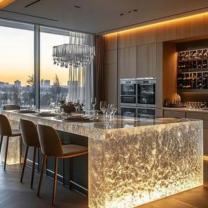 Gabinetes de Cocina de Diseño Moderno Personalizados de Lujo, Acabado Resistente a la Humedad, Madera Maciza, Acero Inoxidable, Fregadero de Granito, Protector Contra Salpicaduras - Product Image 2