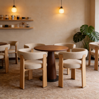 Chaise de salle à manger moderne en bois massif OEM avec fauteuil rembourré en similicuir pour l'ameublement de la maison