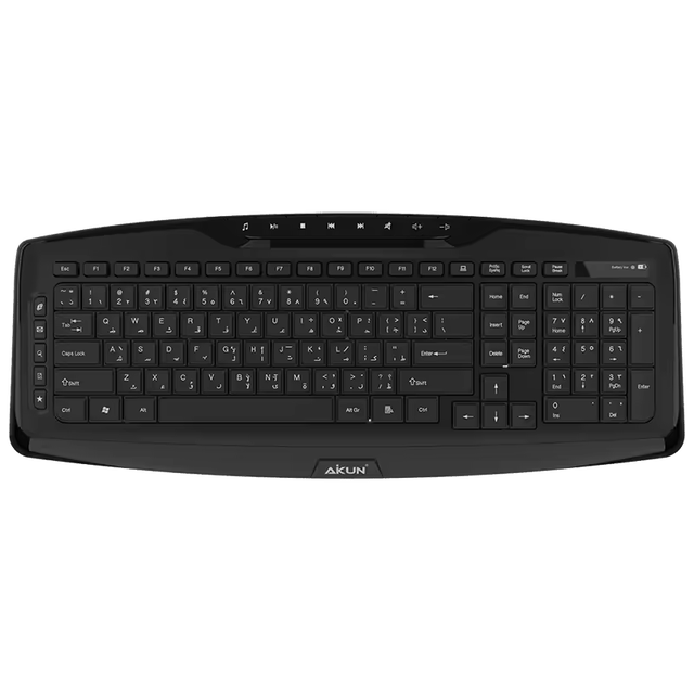 Aikun KB2920 Wired Multimedia Keyboard Usb with 13 M.M Keys, Full-size Ultra Flat Slim Keyboard for Home Office Keyboard Wired