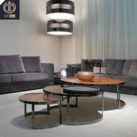 Table basse d'appoint circulaire en métal et verre, faite à la main, écologique, de style moderne et minimaliste, pour hôtel, villa, appartement, penthouse