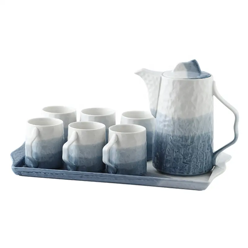 Лидер продаж, набор керамических кружек с градиентом, ручная глазурованная фарфоровая кофейная чашка, чайник с пользовательским логотипом