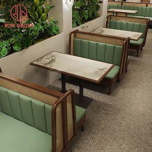 Muebles de Restaurante de Cuero, Estilo Moderno, para Cafetería Comercial, Tipo Pizza China, McDonald's, Mármol, con Juego de Mesa y Sillas - Product Image 3