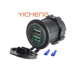 Enchufe de coche con luz LED 3.1A, 12v, Cargador USB Dual