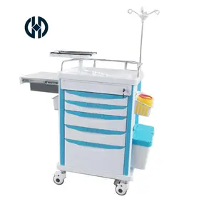 Manhua Medical Trolley Cart Hospital Equipment ABS Plastic Medical Emergency Trolley Cart For Hospital Clinic