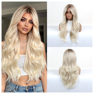 New Arrival Factory Wholesale Gradient Brown Big Wave Long Curly Wig Full Head Wig For Women Fashion Style - Product Image 1