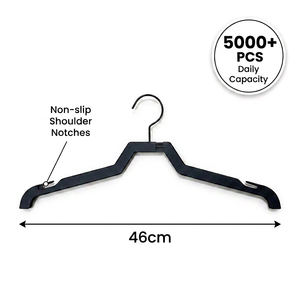 <span class=keywords><strong>Cintre</strong></span> à vêtements en plastique noir de 46 cm avec encoches antidérapantes, <span class=keywords><strong>cintre</strong></span> robuste pour costumes, idéal pour l'affichage en magasin, support OEM direct usine - Product Image 2