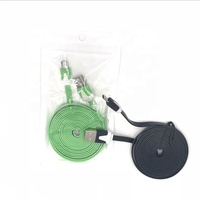 Pabrik Murah shenzhen kabel usb warna-warni hitam merah hijau usb V 8 v8 kabel mie pengisian cepat kabel mikro usb datar 1m 2m untuk ponsel