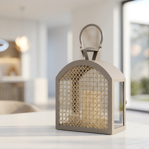 Latest <b>Rattan</b> Style Window Rectangle Shape Metal Candle <b>Lantern</b> for Home & Patio Decoration - Product Image 3