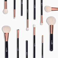 Ensemble de pinceaux de maquillage pour le visage et le correcteur Dongshen, 13 pièces, poils de chèvre naturels de luxe, virole en or rose, manche en bois