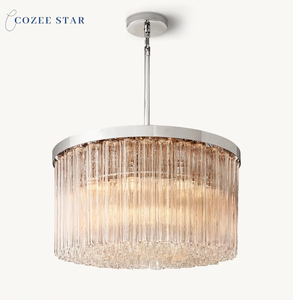 Candelabro redondo LED Cielo, accesorio de luces colgantes de cristal moderno <span class=keywords><strong>para</strong></span> <span class=keywords><strong>comedor</strong></span> <span class=keywords><strong>y</strong></span> <span class=keywords><strong>sala</strong></span> de estar con altura ajustable <span class=keywords><strong>para</strong></span> iluminación - Product Image 5