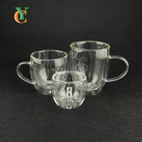 Tasse à thé, vin ou café en verre borosilicate transparent à double paroi, forme œuf, classique, résistante à la chaleur, avec poignée, 80 ml, 250 ml, 350 ml